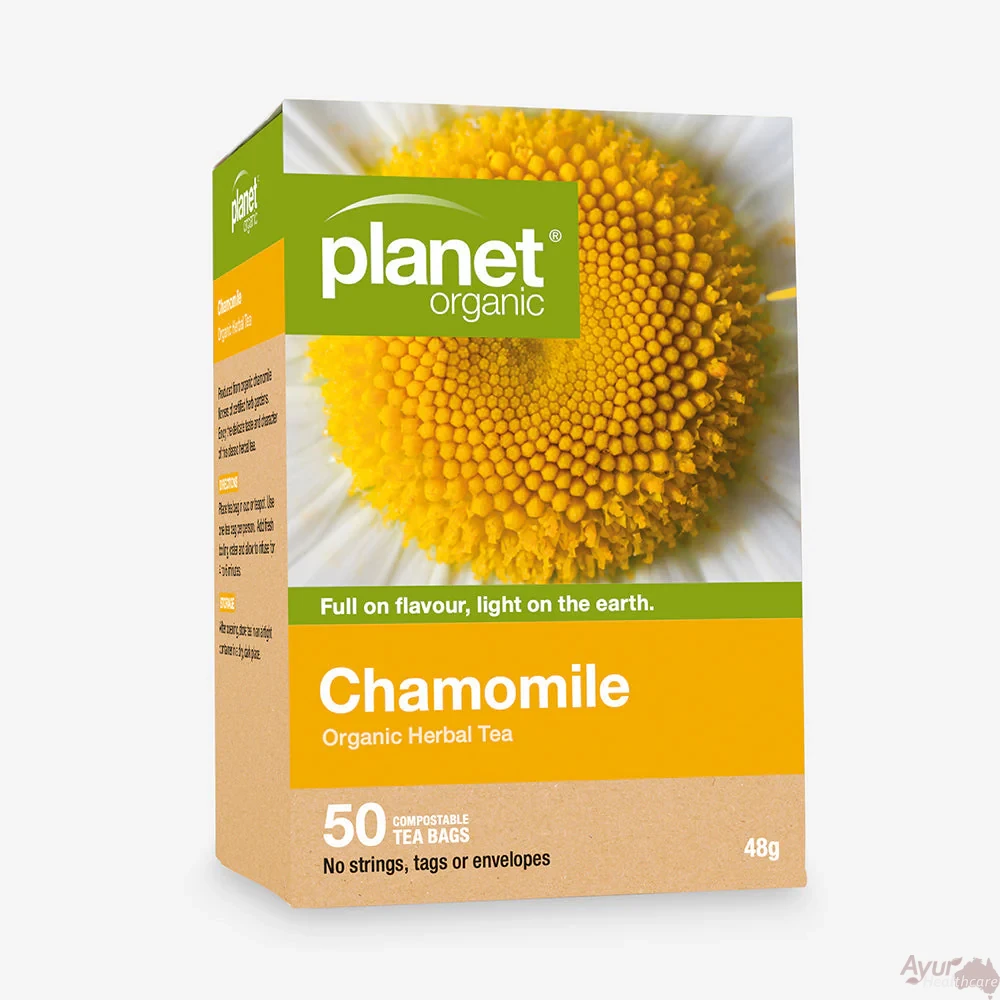 Organic Chamomile Tea Bags 50 Pack | Herbal Tea | Ayur Healthcare
